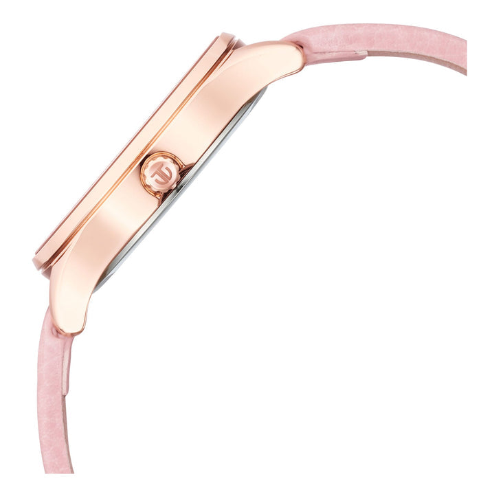 Pastel Dreams Mother Of Pearl Dial Dusty Rose Leather Strap Watch