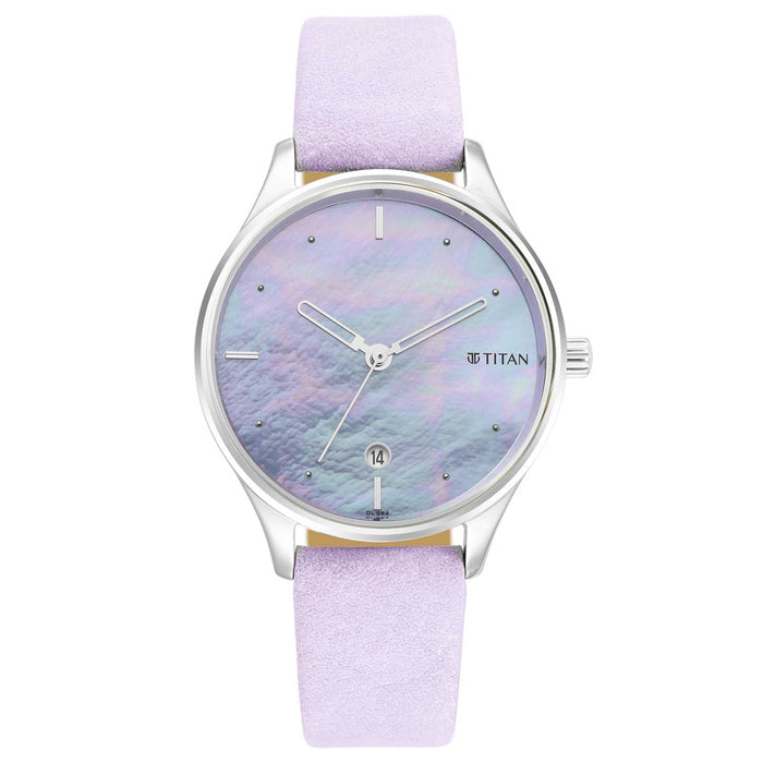Pastel Dreams Mother Of Pearl Dial Pale Purple Leather Strap Watch
