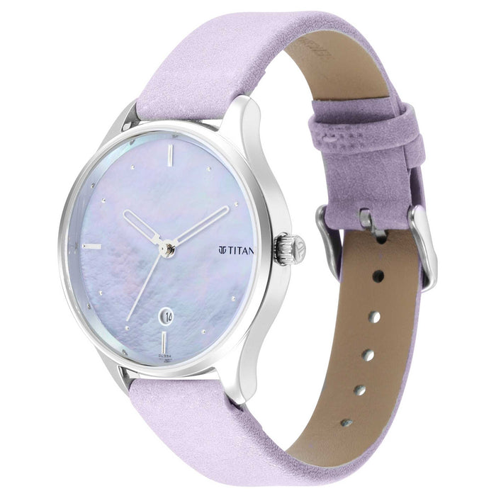 Pastel Dreams Mother Of Pearl Dial Pale Purple Leather Strap Watch