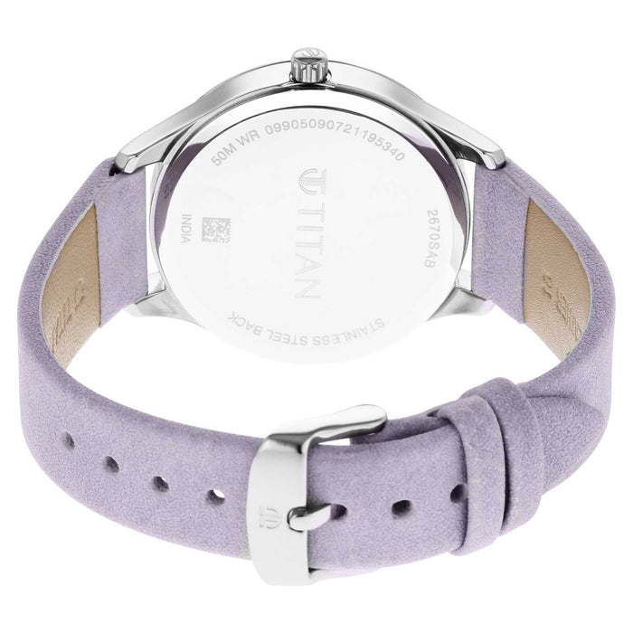 Pastel Dreams Mother Of Pearl Dial Pale Purple Leather Strap Watch