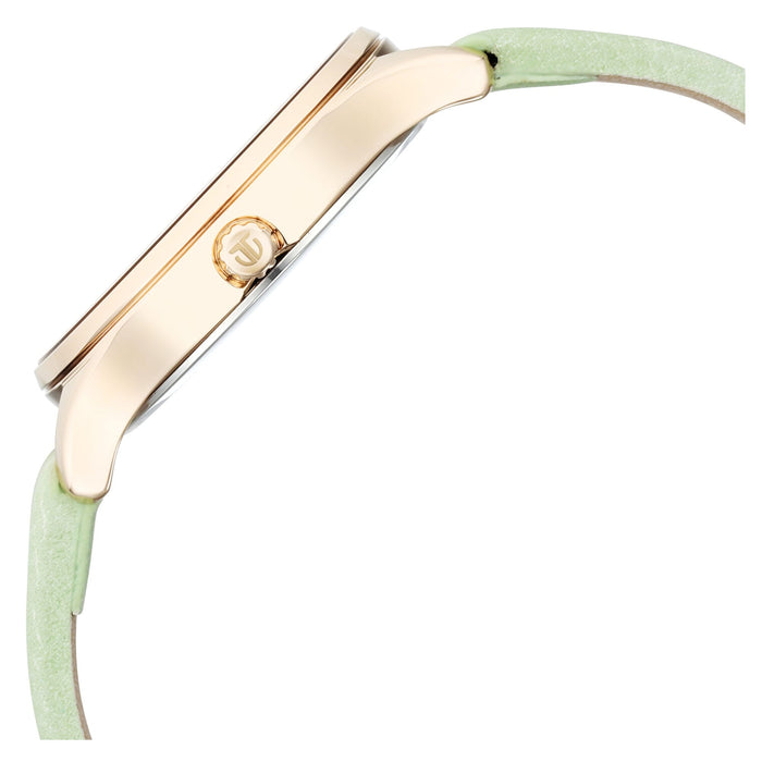 Pastel Dreams White Dial Green Leather Strap Watch