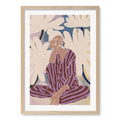 Peaceful Woman And Flowers Wall Art Print by Treechild A4 (21 x 29.7cm) / Natural Oak Frame / White Border from our Australian Made Framed Wall Art, Prints & Posters collection by Profile Australia