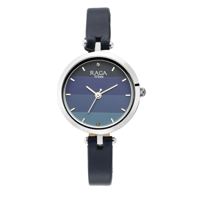 Raga Viva Blue Dial Leather Strap Watch