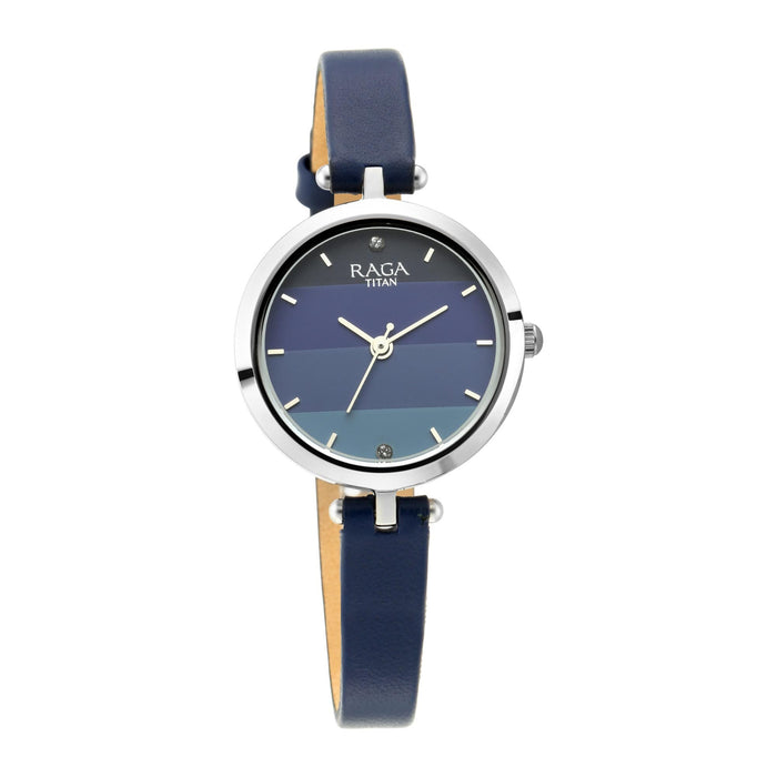 Raga Viva Blue Dial Leather Strap Watch
