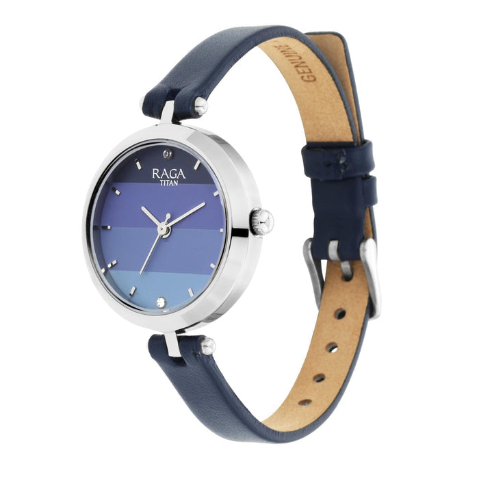 Raga Viva Blue Dial Leather Strap Watch