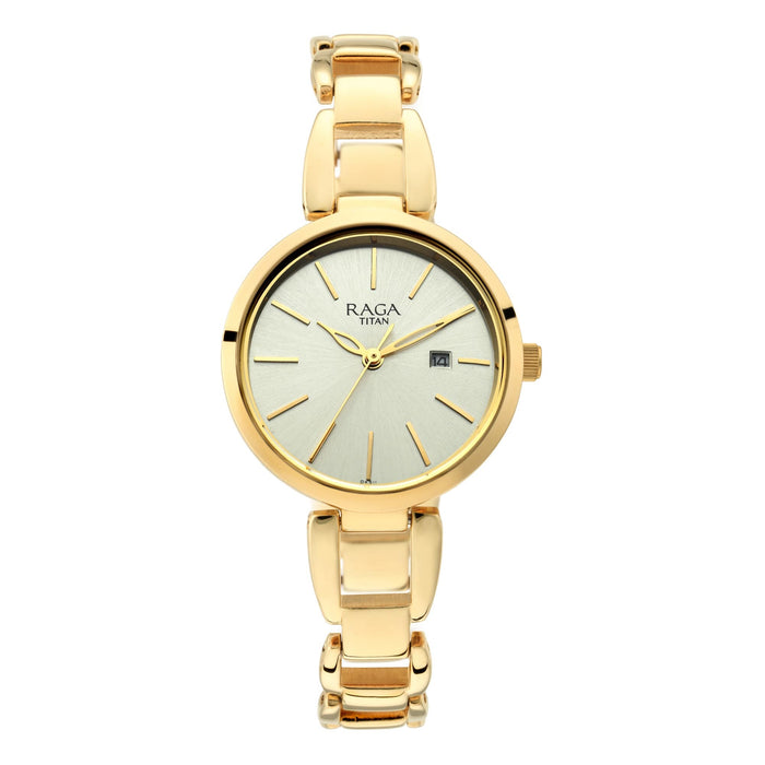 Raga Viva Golden Dial Metal Strap Watch 2642YM01