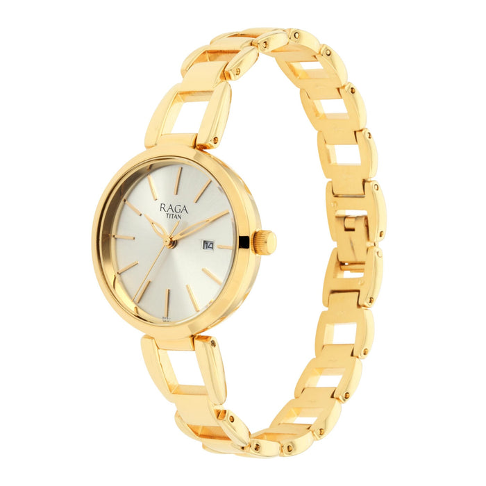 Raga Viva Golden Dial Metal Strap Watch 2642YM01
