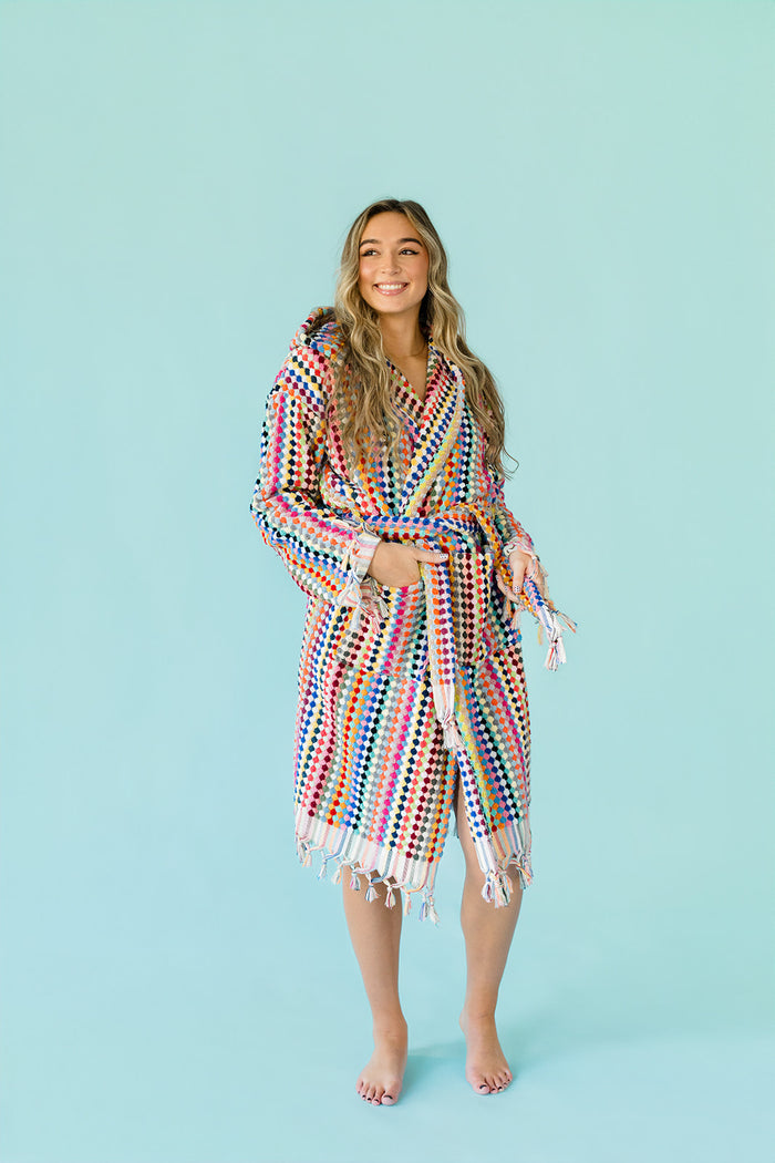 Rainbow Pom Pom Bathrobe