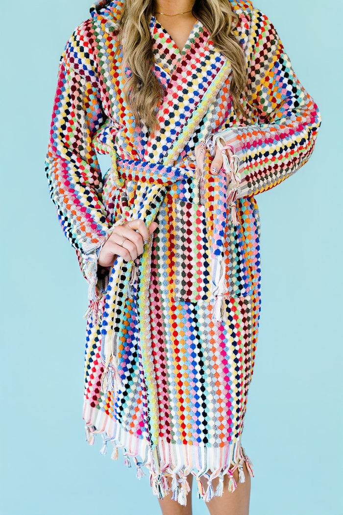 Rainbow Pom Pom Bathrobe