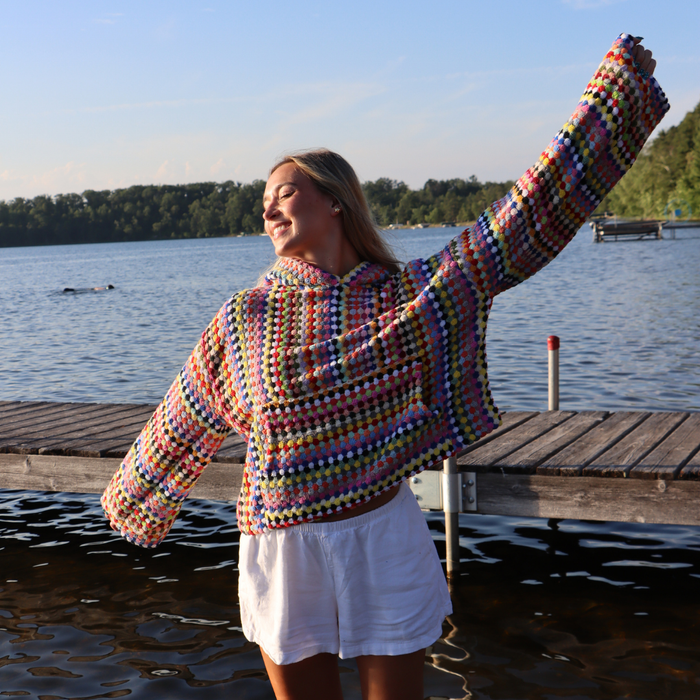 Rainbow Pom Pom Hoodie