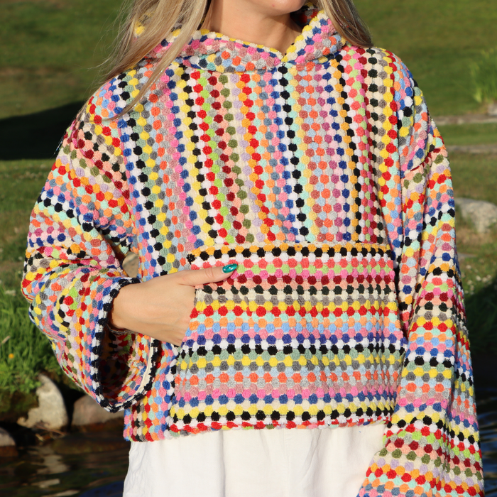 Rainbow Pom Pom Hoodie