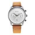 Retro Silver White Dial  Tan Leather Strap Watch 1860SL01