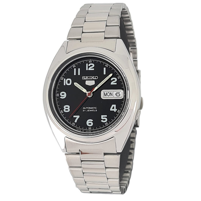 Seiko automatic 21 Jewels Calendar  black dial Stainless steel watch  SNK401J