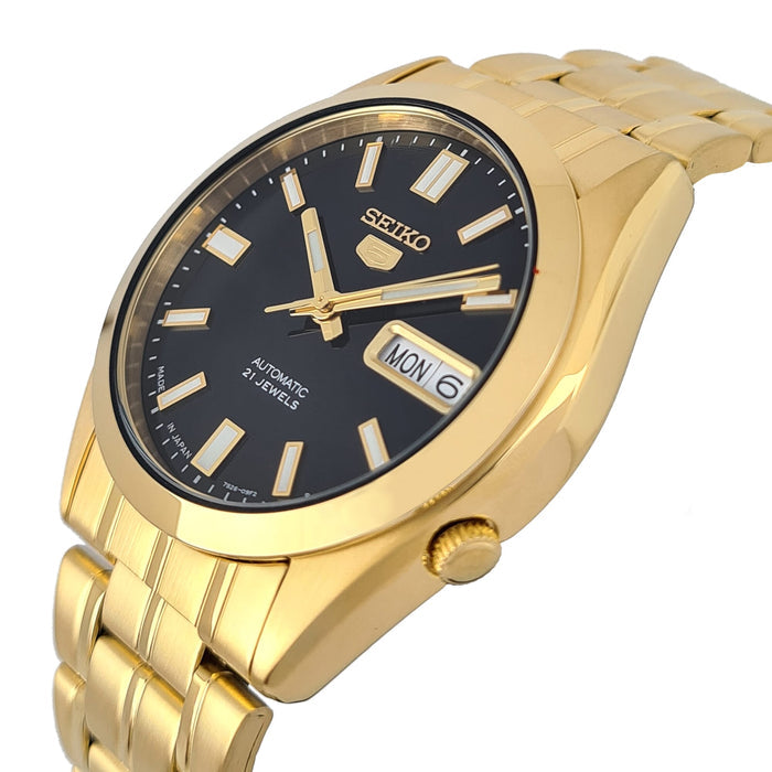 Seiko automatic 21 Jewels Calendar black dial Stainless steel watch  SNKF24J