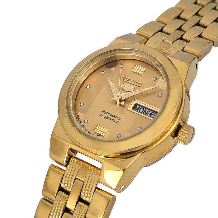 Seiko automatic 21 Jewels Calendar golden Stainless steel ladies watch  SYMB70J