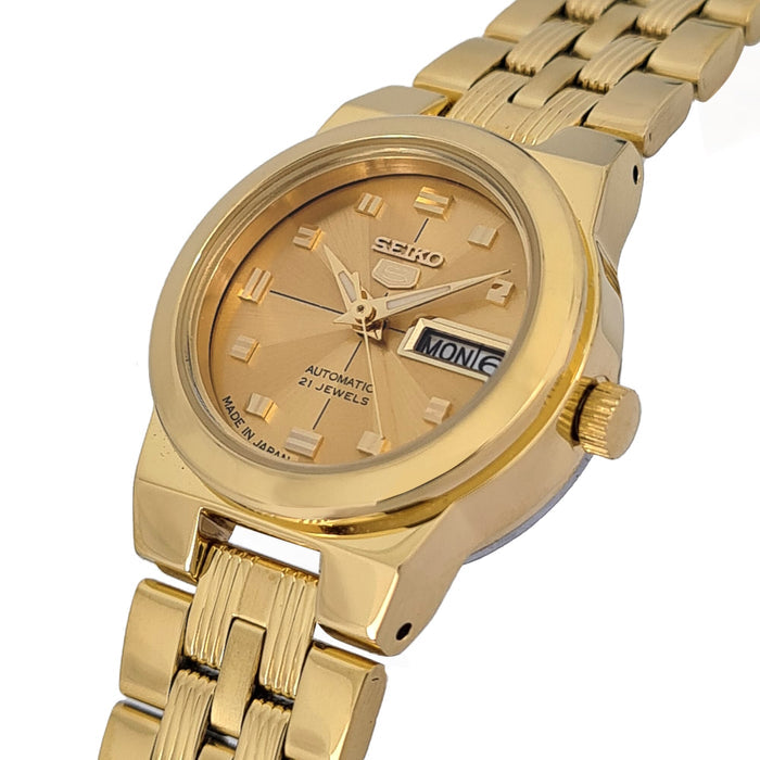 Seiko automatic 21 Jewels Calendar golden Stainless steel ladies watch  SYMB78J