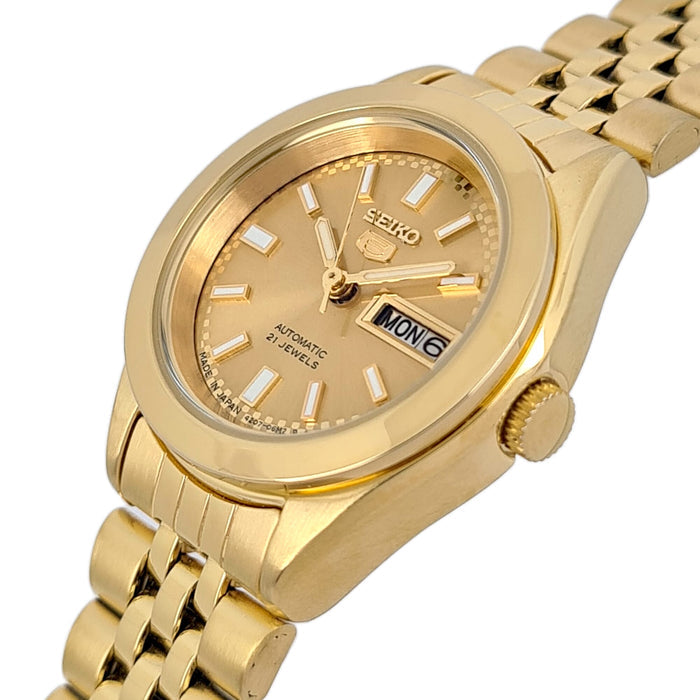 Seiko automatic 21 Jewels Calendar golden Stainless steel ladies watch  SYMF62J