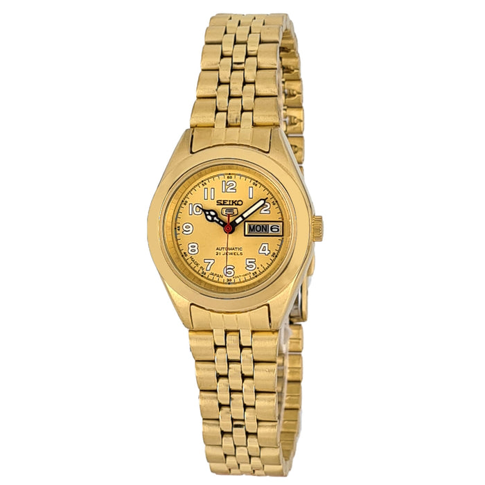 Seiko automatic 21 Jewels Calendar golden Stainless steel ladies watch  SYMF94J