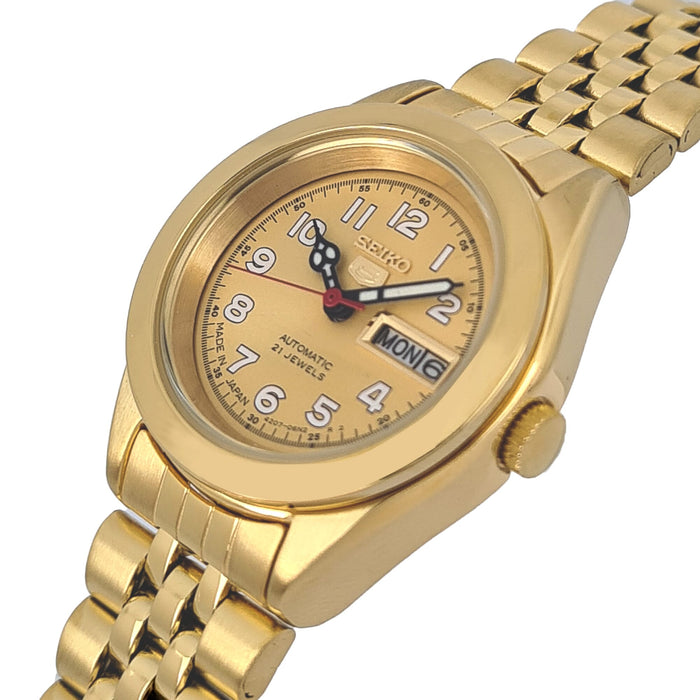 Seiko automatic 21 Jewels Calendar golden Stainless steel ladies watch  SYMF94J