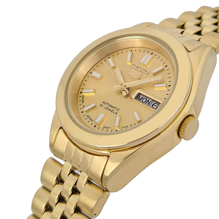 Seiko automatic 21 Jewels Calendar golden Stainless steel ladies watch  SYMH58J