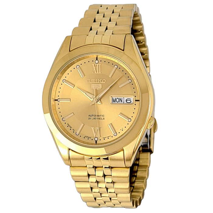 Seiko automatic 21 Jewels Calendar  golden Stainless steel watch  SNKC28J