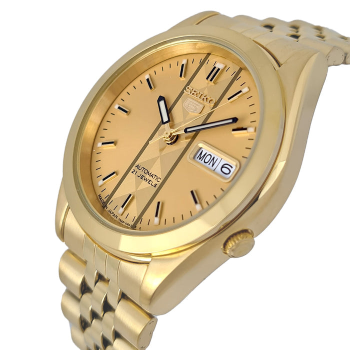 Seiko automatic 21 Jewels Calendar  golden Stainless steel watch  SNKC32J
