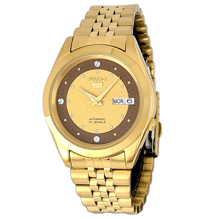 Seiko automatic 21 Jewels Calendar  golden Stainless steel watch  SNKC36J