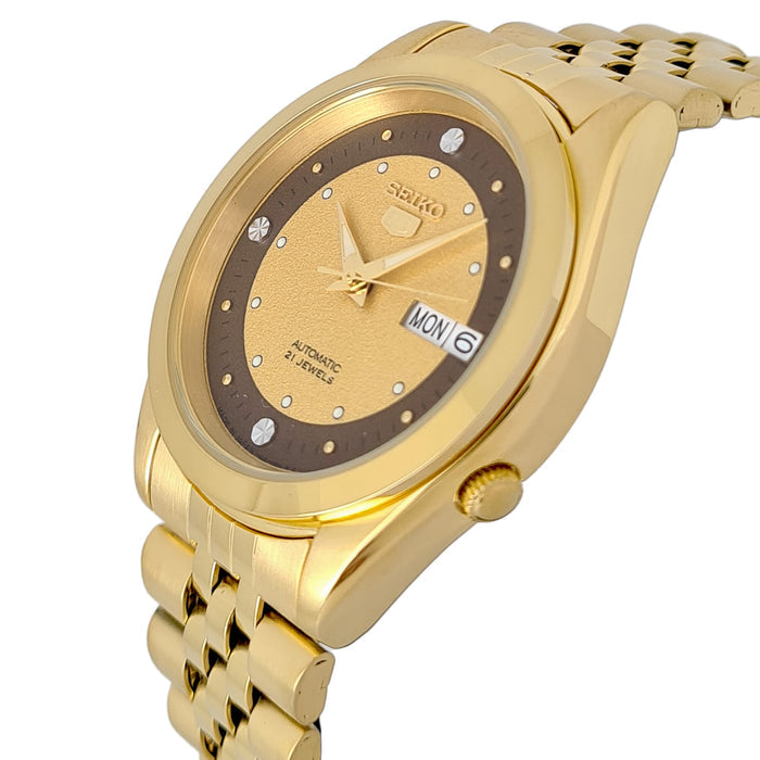Seiko automatic 21 Jewels Calendar  golden Stainless steel watch  SNKC36J