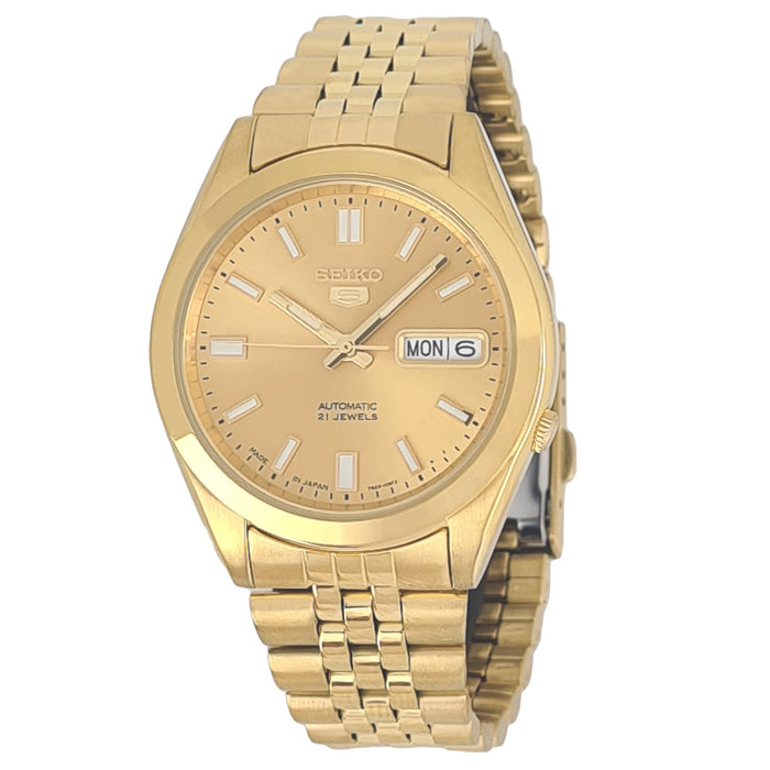 Seiko automatic 21 Jewels Calendar  golden Stainless steel watch  SNKF82J