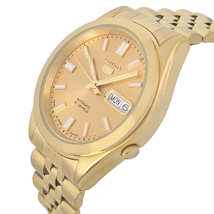 Seiko automatic 21 Jewels Calendar  golden Stainless steel watch  SNKF82J