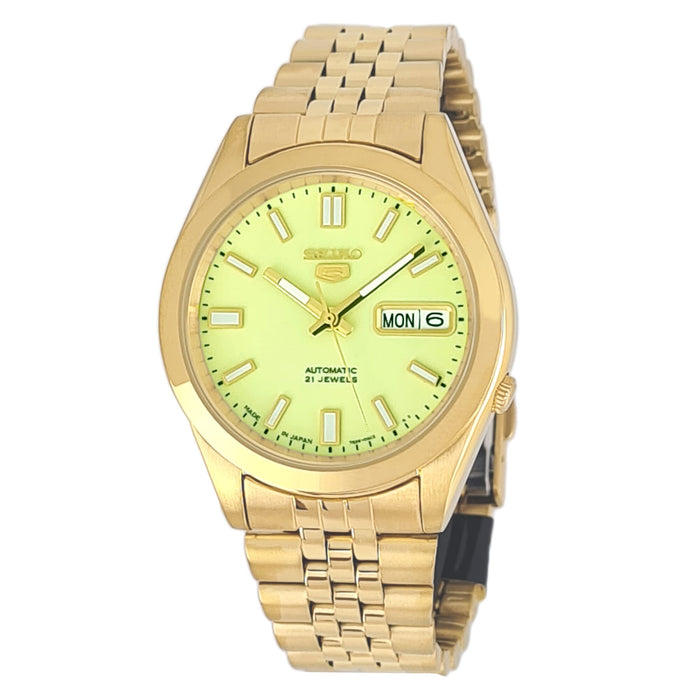 Seiko automatic 21 Jewels Calendar  golden Stainless steel watch  SNKF84J