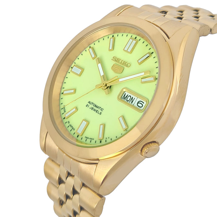 Seiko automatic 21 Jewels Calendar  golden Stainless steel watch  SNKF84J