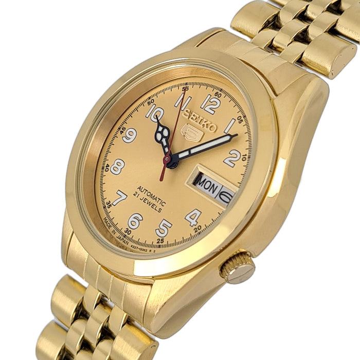 Seiko automatic 21 Jewels Calendar  golden Stainless steel watch  SNY606J