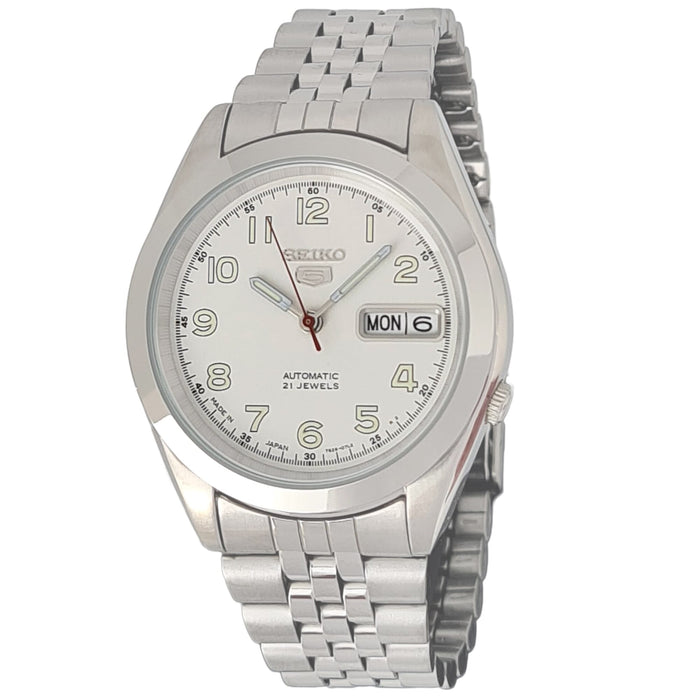 Seiko automatic 21 Jewels Calendar white dial Stainless steel watch  SNKB49J