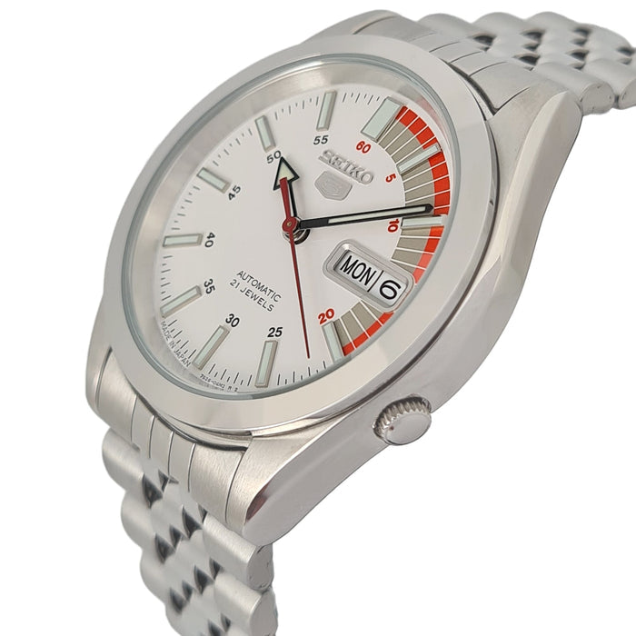 Seiko automatic 21 Jewels Calendar white dial Stainless steel watch  SNKB73J