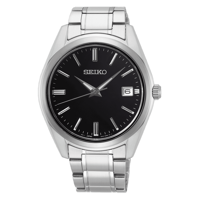 Seiko Black dial stainless steel watch for men SUR311P