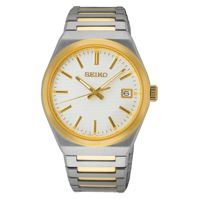 Seiko Dress Chronograph Men's Watch SUR558P1, Silver & Golden