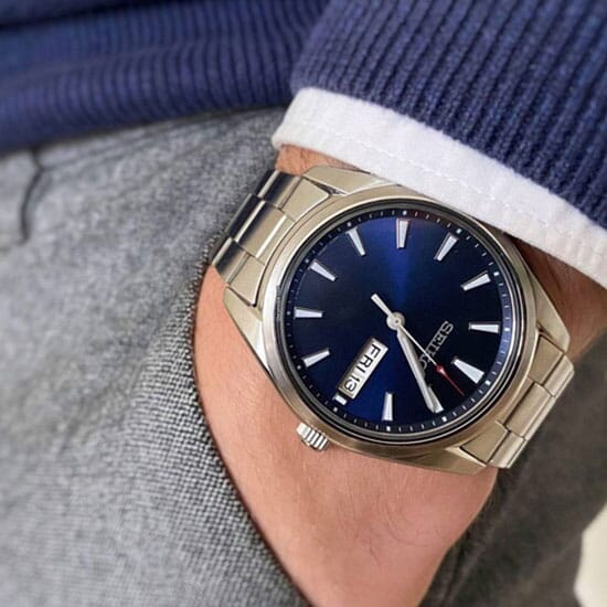 Seiko Men's Analogue Japanese Quartz Watch with Stainless Steel Strap SUR341P1, Blue, Blue, M, bracelet