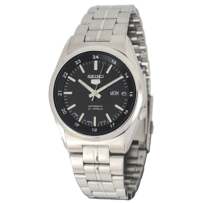 Seiko Men's Black Dial Stainless Steel Analog Watch - Snk567J1