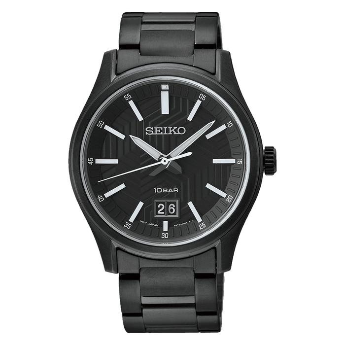 Seiko Mens Black-Plated Stainless Steel SUR515P1, Black