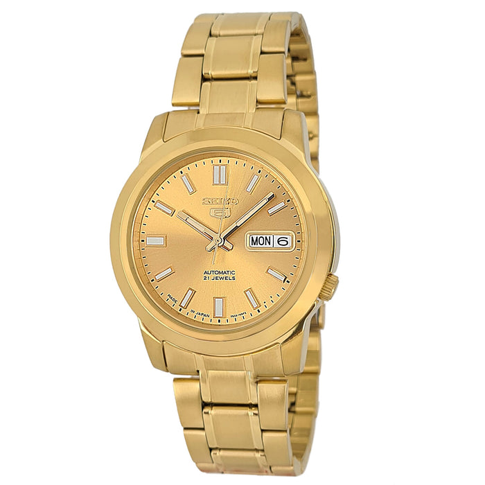 Seiko Men's Gold Dial Stainless Steel Band Watch - SNKK20J1