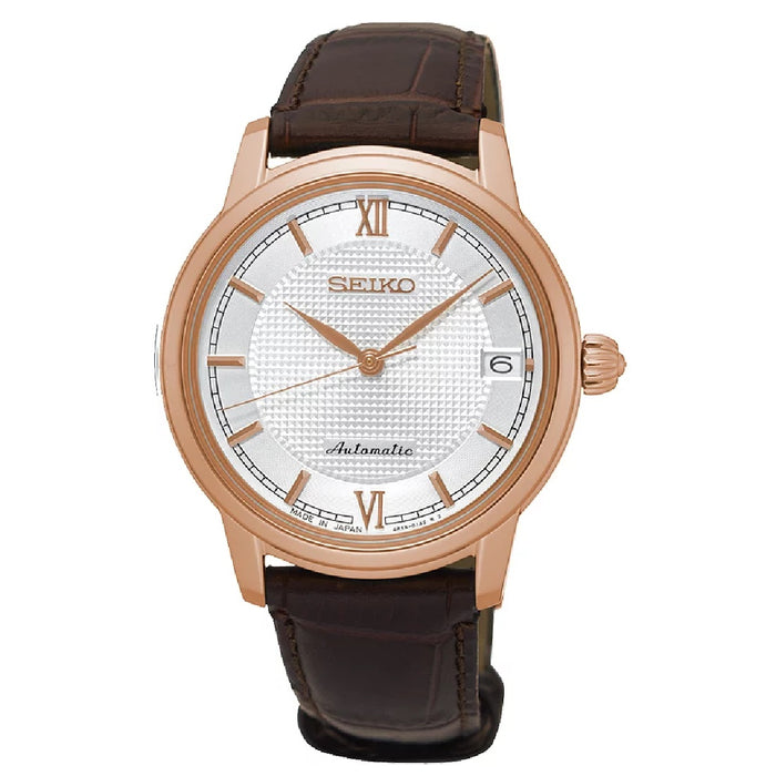 Seiko Presage Automatic 23 Jewels Rose Gold with White Dial SRP858J