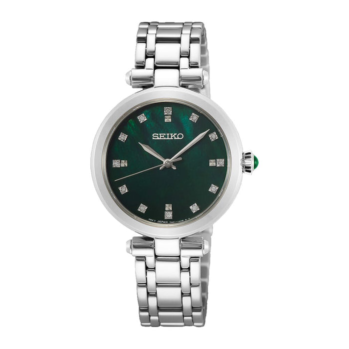 Seiko Quartz Stainless Steel Green Watch For Women Srz535P