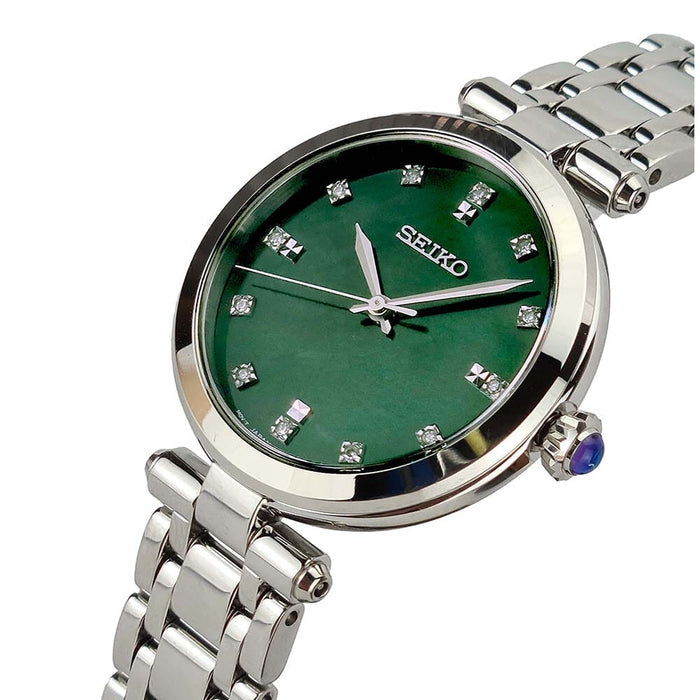 Seiko Quartz Stainless Steel Green Watch For Women Srz535P