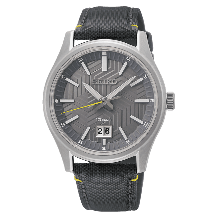 Seiko SUR543P1 Men's Analogue Quartz Watch with Nylon Strap, black, Strap.