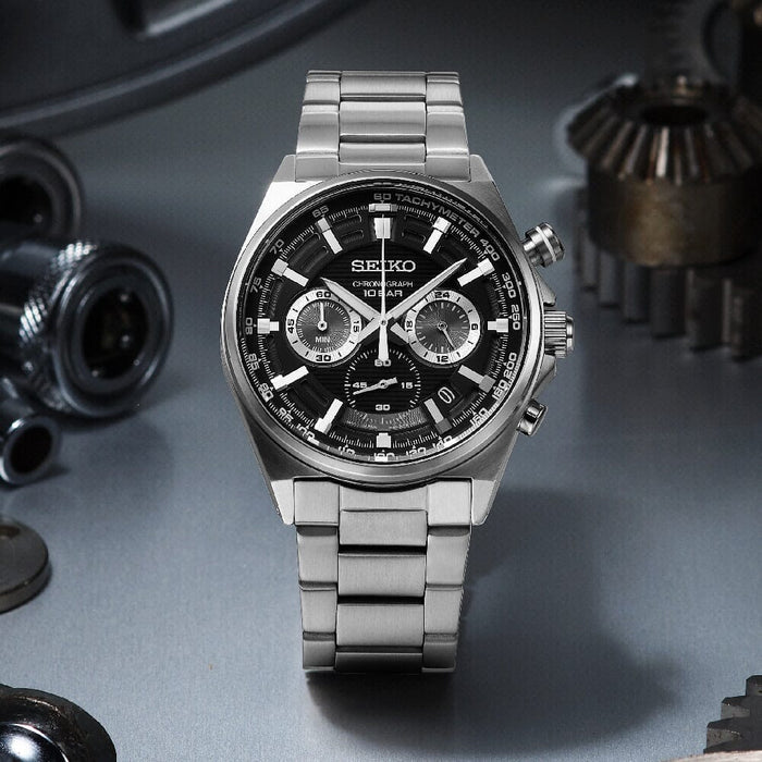 Seiko Watch, Black, Cinturino in Metallo, SSB397P1