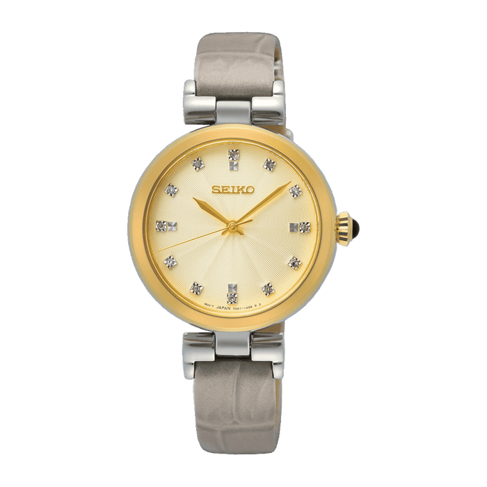 Seiko Women's | Champagne Dial | Beige Leather Strap SRZ546P1