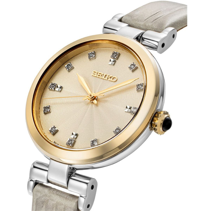 Seiko Women's | Champagne Dial | Beige Leather Strap SRZ546P1