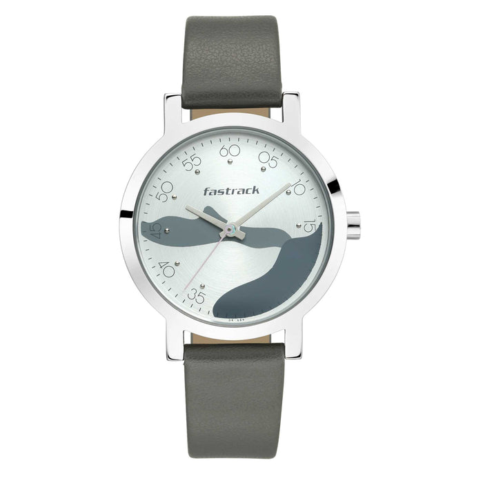 Silver Dial Leather Strap Watch 6222SL02