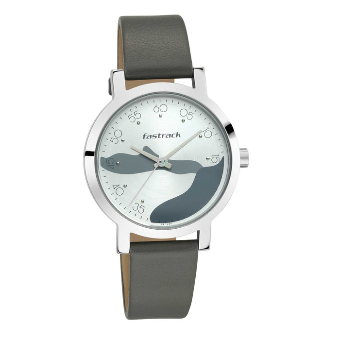 Silver Dial Leather Strap Watch 6222SL02
